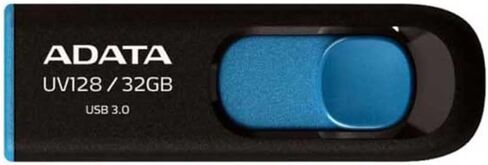ADATA UV128 64GB USB 3.0 Retractable Capless Flash Drive, Blue (AUV128-64G-RBE) in Kuwait
