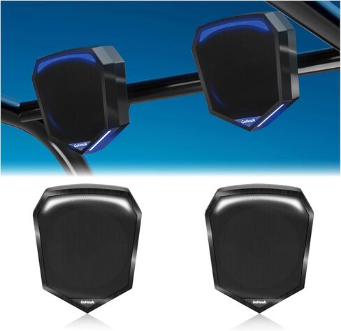 GoHawk ATN5 All-in-One Built-in Amplifier Waterproof 6" Full Range Bluetooth ATV RZR UTV Stereo Speakers Audio Amp System,1.5 to 2" Rollcage Bar Mount Polaris 4 Wheeler Can-Am FM Radio USB in Kuwait