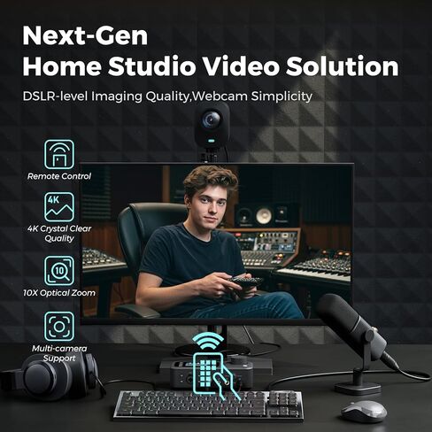 VM20 Wired Streaming Camera 4K with 40X Hybrid Zoom/8 Noise Canceling Mics/Remote Control, Plug & Play, HDMI/USB/RJ45 Webcam for LiveStream, Video Call, Creator, Multicam Ready in Kuwait