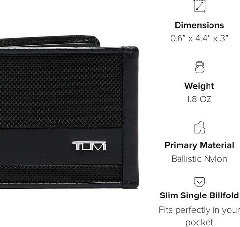 TUMI - Alpha Slim Single Billfold Wallet for Men - Black in Kuwait