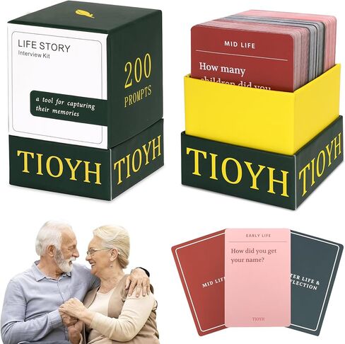 200 Pcs Life Story Interview Kit,Tales Life Story Interview Cards,Family Conversation Cards,Memory Sharing Game to Know More About Parents and Grandparents with Curated Question Card in Saudi Arabia