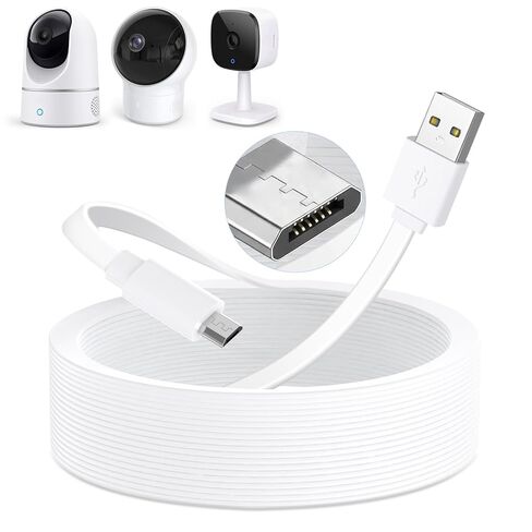 2Pack 25ft Micro USB Extension Cable Compatible with eufy Security Indoor Cam E220/P24, Flat Power Cable for eufy Security Indoor Cam C120, Weatherproof Charging Cord with 24* Cable Clips in Kuwait