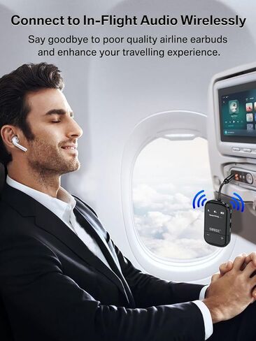 Bluetooth 5.3 Transmitter Airplane Adapter with Screen - AptX Adaptive Supports 2 AirPods or Headphones - 3.5mm AUX Jack Wireless Audio for Planes Travel TV PC Gym in Kuwait