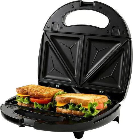 OVENTE Electric Sandwich, Panini and Waffle Maker Set with 3 Removable Non-Stick Plates, 750 Watts, Perfect for Grilled Cheese, Tuna Melts, Burgers, Steaks and Snacks, Black GPI202B in Kuwait