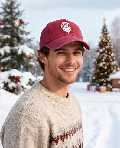 Christmas Hats for Adults with Gift Box, Adjustable Santa Baseball Cap, Embroidered Xmas Baseball Hat in Kuwait