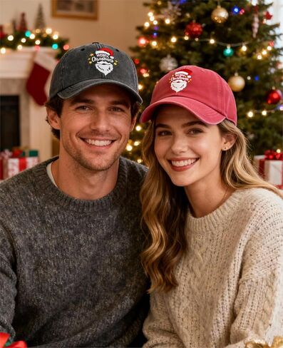 Christmas Hats for Adults with Gift Box, Adjustable Santa Baseball Cap, Embroidered Xmas Baseball Hat in Kuwait