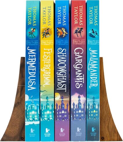 Tilisma Bookends ، Walnut Wood with Metal Base - حاملان للكتب المصنوعة يدويًا للكتب الثقيلة - الملحقات المزخرفة لتنظيم رف الكتب وعرضها in Kuwait