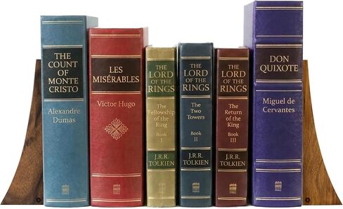 Tilisma Bookends ، Walnut Wood with Metal Base - حاملان للكتب المصنوعة يدويًا للكتب الثقيلة - الملحقات المزخرفة لتنظيم رف الكتب وعرضها in Kuwait