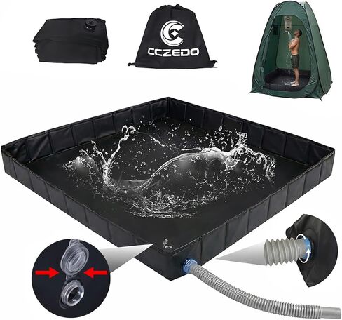 Portable Shower Pan - Upgraded Foldable Shower Base Bottom Drainage Hole Design with Storage Bag Tent Flooring Camping Gear for Rv,Outdoor Camping Shower,Beach,Pet Bath in Saudi Arabia