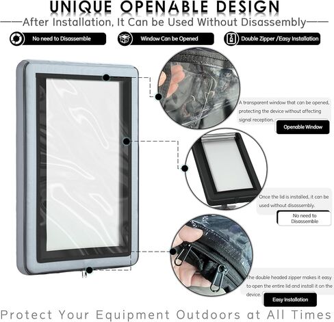 Starlink Gen 2 Cover,Standard Actuated Cover,with Transparent EVA Front Panel,Back Strap Buckle Design,Roll-Up Magnetic Closure & Side Zipper Access - Weatherproof Anti-Dust Case for Satellite Dish in Kuwait