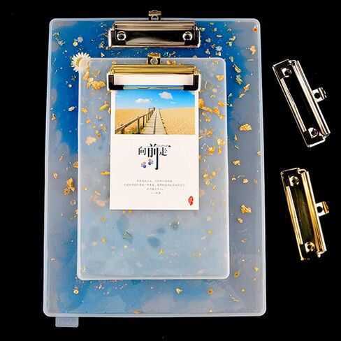 2 PCS Clipboard Resin Molds Portfolio Drawing Board Epoxy Casting Molds with 2 Metal Accessories Letter Size File Folder Silicone Mold for DIY A4 A5 Sketch Board (2 molds and 2 Clips) in Kuwait