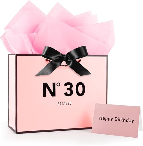 FUNCANDLE Pink Sweet 16th Birthday Gifts Bag with Greeting Handles and Ribbon for Girls 16 Year Old Birthday Gifts Wrapping Bag for Party Favors Goodie Wrapping Bag Decorations Supplies in Kuwait