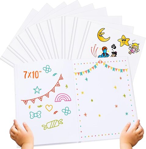 Henoyso 20 Pcs Hardcover Blank Book for Kids to Write Stories 7 x 10 Inch White Blank Books Craft 40 Pages Sketchbook for Student Classroom School in Kuwait