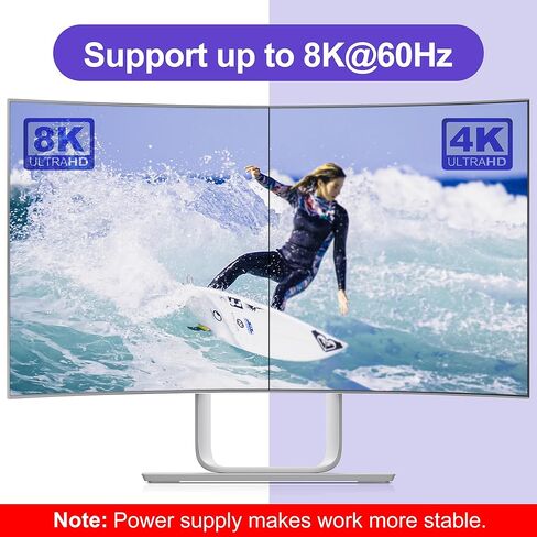 8K USB C Switch Splitter USB C Switcher for 2 Computers - Bi Directional USBC KVM Switch 1 in 2 Out for 8K@60Hz/4K@144Hz Video Transfer+100W Charging+10Gbps Data, with Power Cable in Kuwait