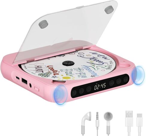 CD Player Portable Bluetooth with HiFi Speakers & LED Screen | FM Radio, USB/TF/AUX Support | for use at Home, Office & Audiophiles in Saudi Arabia