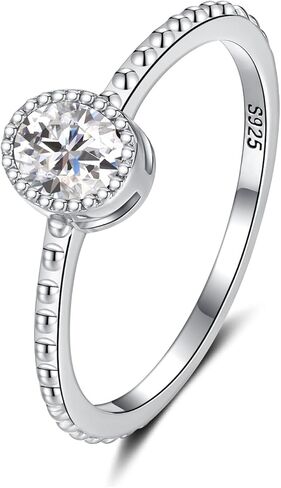 Birthstone Stackable Rings for Women: S925 Sterling Silver Stacking Ring Knuckle Ring with Oval Stone for Teen Girls Daughter Friends - Christmas Anniversary Birthday Jewelry Gifts in Kuwait