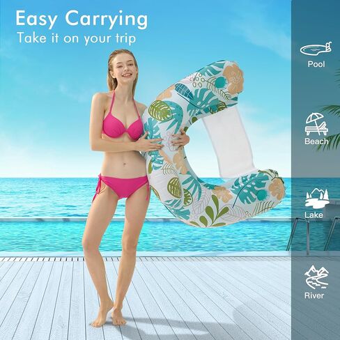 4 Pack Pool Floats, Inflatable Pool Float Chairs with Cup Holders, Floaties for Summer Swimming Pool River Lake Water Fun B in Saudi Arabia