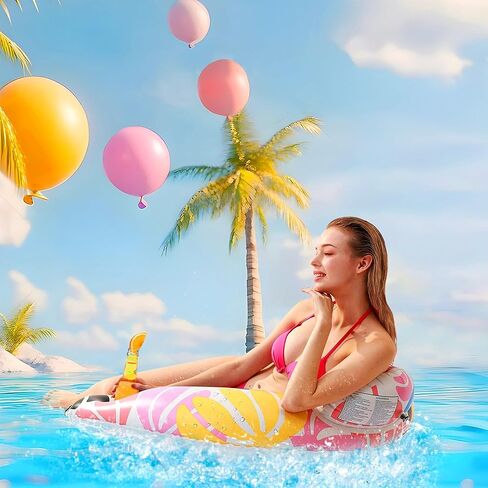 4 Pack Pool Floats, Inflatable Pool Float Chairs with Cup Holders, Floaties for Summer Swimming Pool River Lake Water Fun B in Saudi Arabia