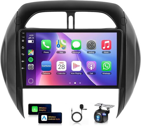 ستيريو سيارة 8Core 4+64G لسيارة Toyota RAV4 2003-2005 Wireless Carplay Android Auto، 9 بوصة 1280 * 720P IPS شاشة تعمل باللمس، Android/GPS/WiFi/32band DSP صوت/بلوتوث/SWC/كاميرا احتياطية in Saudi Arabia