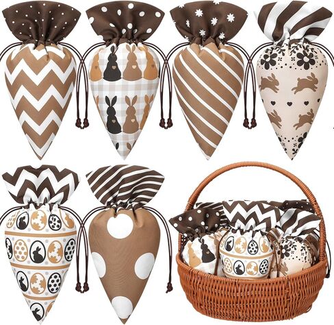 SilTriangle 24 Pcs Easter Goodie Bags Carrot Shaped Treat Bags Bulk Easter Basket Stuffers Fabric Drawstring Candy Gift Bags Egg Hunt Outdoor Party Supplies for Kid Party in Saudi Arabia