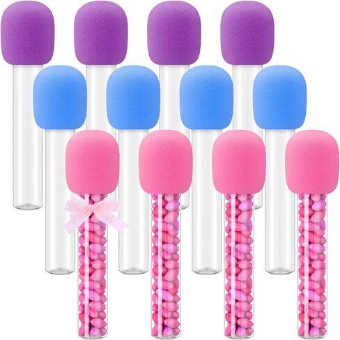 24 Sets Microphone Candy Tubes Karaoke Theme Birthday Party 10'' Fake Prop Microphone Plastic Rock Star Toy for Disco Singer Stage Costume Prop Birthday Party Favors in Kuwait