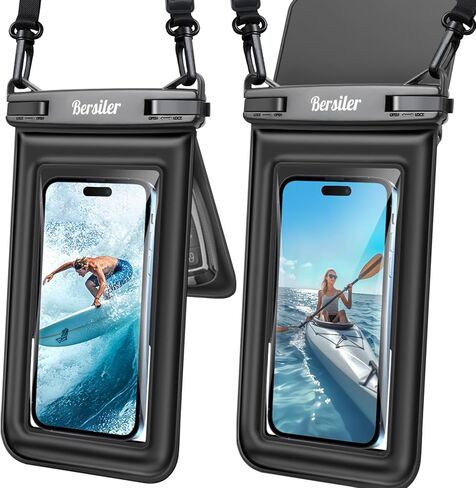 Floating Waterproof Phone Pouch - 2 Pack IPX8 Waterproof Phone Bag with Double Space, Waterproof Phone Case with Lanyard for iPhone 16 15 14 13 Pro Max Galaxy S24+ S23, Beach Cruise Ship Essentials in Kuwait