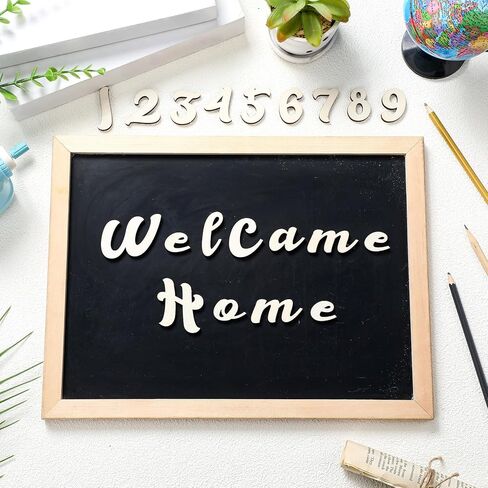 Gerrii 320 Pcs 2'' Wooden Letters and Numbers Crafts Unfinished Cursive Wooden Alphabet A to Z, Wood Numbers 0 to 9 Sign for DIY Wall Decor Painting Writing with Bonus Accessories Instructions in Kuwait