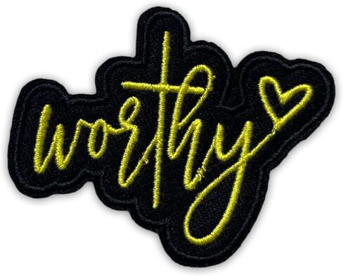 Worthy Patch 3 Inches Heart Cute Positive Motivation Meme Funny Iron On/Sew On Embroidery Fabric Applique Patches for Trucker Hats Clothes Backpack DIY Accessories Coworkers Friends Mom Gifts in Kuwait