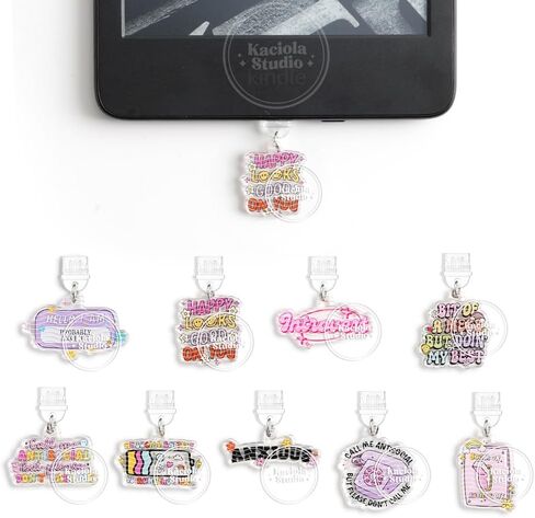 Kaciola 9 Pack Pink Bow Dust Plug Scarm Type C for E Paper Paper White 11th ، ملحقات قابس الغبار للنساء ، النوع C/USB C Dust Plug (Bow) in Kuwait