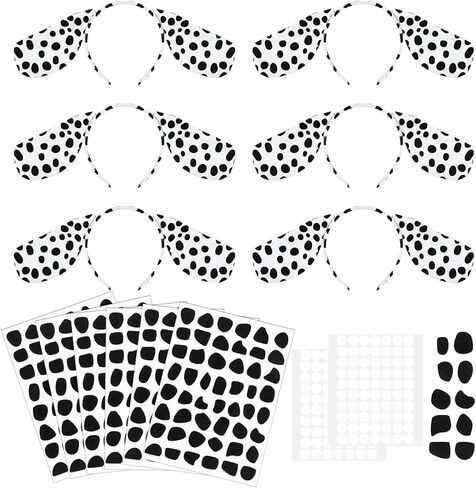 KNITGRIP 42 PCS Dalmatian Dog Accessories Black and White Dog Ears Beads for 101 Dalmatian Comple Party Dalmatian Costume Project in Kuwait