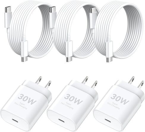 USB C iPhone 16 15 Charger Fast Charging Block ، 30W iPhone 16/15 Pro Max USBC Charger with 10 ft type c starge charging frad cable for iPhone 16 pro max/16 pro/16e/16 plus/15 promax/15pro/15/s25/24 in Kuwait