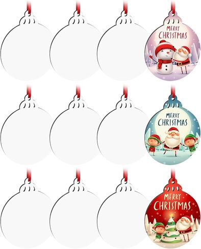4.3" × 3.1" Christmas Ornament Blank 10 Pieces Sublimation Blanks Ornaments with Red String for Crafting DIY Personalized Christmas Tree Home Decor Bulk in Kuwait
