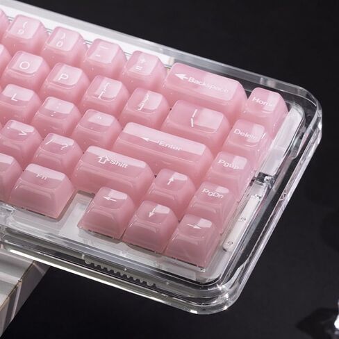 Womier Keyboard Keycaps Clear, Pink Keycaps 60 65 75 100 Percent, Transparent Jelly Cute Custom Key Cap Set for Cherry MX, Kailh, Outemu, Gateron Mechanical Keyboards(MDA Profile) in Kuwait