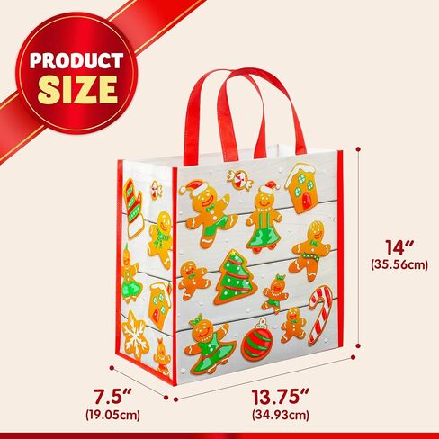 Joyin 12 PCS 13.75 "× 14" عيد ميلاد كبير حقائب حمل العطلة أكياس البقالة القابلة لإعادة الاستخدام لصالح الحفلات الفصول لصالح لوازم اللوازم in Kuwait