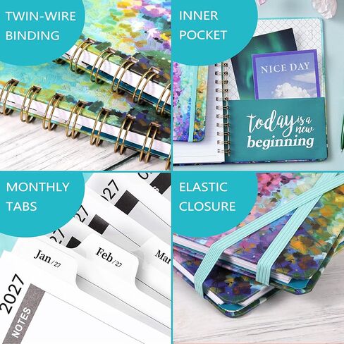 2025 Planner - Planner 2025, Jan. 2025 - Dec. 2025, 8'' x 10'', 2025 Planner Weekly and Monthly with Printed Tabs and Twin-wire Binding - Green in Kuwait