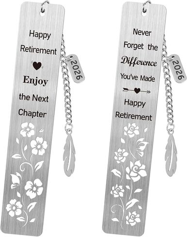 Retirement Gifts for Women 2024 Coworker Retirement Bookmarks for Women Men Book Lovers Farewell Going Away Goodbye Appreciation Retirement Gifts for Retired Teacher Nurse Colleagues(2Pcs Metal) in Kuwait