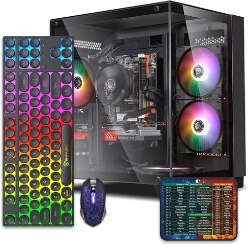 Gaming PC Desktop Computer,Intel Core i7 Desktop,Operating at A Frequency of 3.4-3.9 GHz,RX590 Graphics Card with 8GB GDDR5 Video Memory,16GB RAM, 1TB NVME SSD,WiFi 5.0,RGB Fan x4 in Kuwait