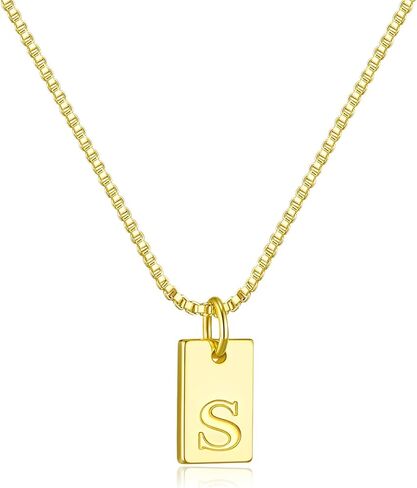 Initial Necklaces for Women 14K Gold Plated Letter Necklace Dainty Gold Name Necklace Personalized Initial Tag Pendant Necklace for Women Trendy Gold Jewelry in Kuwait