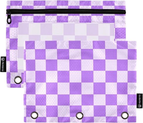 حقيبة قلم رصاص شبكية أرجوانية لثلاث رنين مع رابط مع سحاب 2 حزمة أكياس مستحضرات مستحضر مع نافذة صافية in Kuwait