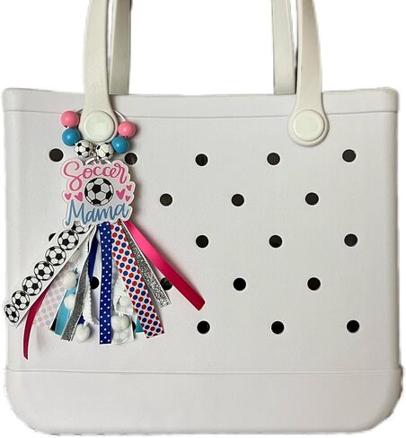 Soccer Mom Charms for Bogg Bag Accessories,Soccer Accessories Tassel Charm For Backpack Handbag Tote Rubber Beach Bag,Soccer Accessories For Women in Kuwait