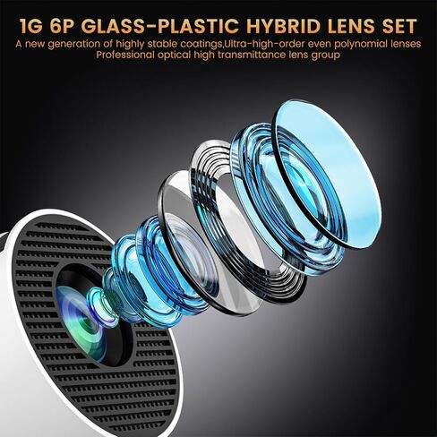 جهاز عرض محمول HY300PRO MINI مع WiFi و Bluetooth ، مع دعم 4K 1080p ، 160ansi 180 ° Auto Auto Stone مع جهاز عرض ذكي Android 11 ، متوافق مع HDMI/ USB/ محمول in Kuwait