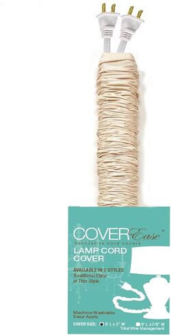 Dk Brown COVEREase Cord Cover 9 ft Faux Silk Fabric Lamp Cord Cover - Cable Sleeve, Wire Cover, Cord Hider for Cable Management for Electrical Lighting Fixtures (Dk Chocolate 1 Pack) in Kuwait