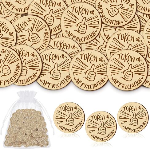 120 Pcs Token of Appreciation Coins Bulk Thank You Kindness Coins Wooden Appreciation Tokens Well Done Tokens for Employees Student Awards Team Coworkers Teachers Volunteers in Saudi Arabia