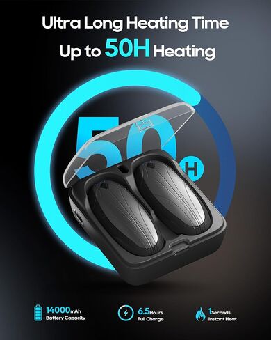 تدفئة اليد القابلة لإعادة الشحن، 2 حزمة، تدفئة اليد الكهربائية 14000 مللي أمبير في الساعة مع علبة شحن لاسلكية، شريحة AI 3 إعدادات للحرارة تصل إلى 50 ساعة، سخان جيب محمول، هدايا لعيد الميلاد، التخييم، الصيد، الجولف in Kuwait