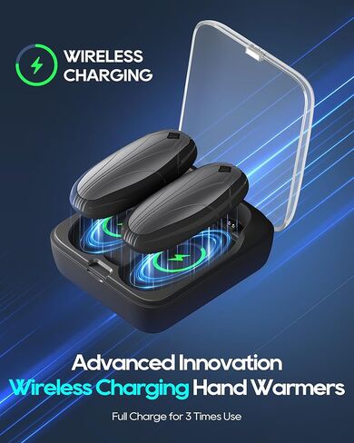 تدفئة اليد القابلة لإعادة الشحن، 2 حزمة، تدفئة اليد الكهربائية 14000 مللي أمبير في الساعة مع علبة شحن لاسلكية، شريحة AI 3 إعدادات للحرارة تصل إلى 50 ساعة، سخان جيب محمول، هدايا لعيد الميلاد، التخييم، الصيد، الجولف in Kuwait