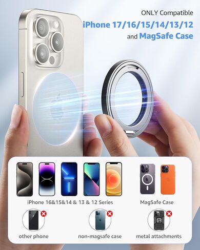 SuperOne 2025 حامل خاتم مغناطيسي مزدوج الترقية ، Gym Magsafe Phone Stand Grip [360 ° Rotation] ، Mag Safe Accessories for iPhone 16 Pro Max 15 14 13 12 Magsafe Case in Saudi Arabia