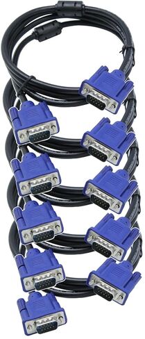 Kyper USKyper-1367 Monitor Cable 100 Pack 6ft 15 pin M/M VGA to VGA SVGA 1080P Full HD High Resolution for TV Computer Projector (100) in Kuwait
