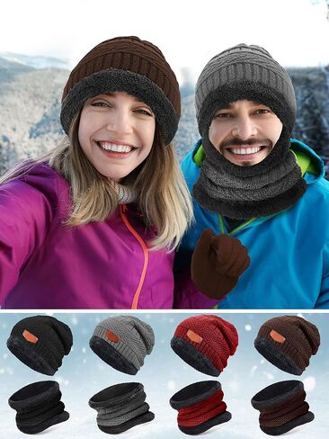 Toulite 96 Pcs Bulk Winter Beanie Hats Scarf Gloves and Socks Set, Winter Fleece Lined Knitted Hat Slouchy Beanie Hats Skull Cap Neck Gaiter Gloves Sock for Women Men Homeless Care Package Supplies in Saudi Arabia