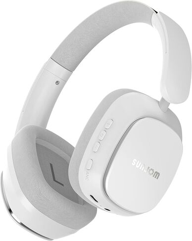 Remix 130H Playtime Wireless Over-Ear Headphones, ANC/ENC Active Noise Cancelling, Foldable Rotatable Lightweight Bluetooth Headphones with Microphone Type-C for Call Travel Sports Gym (White) in Kuwait