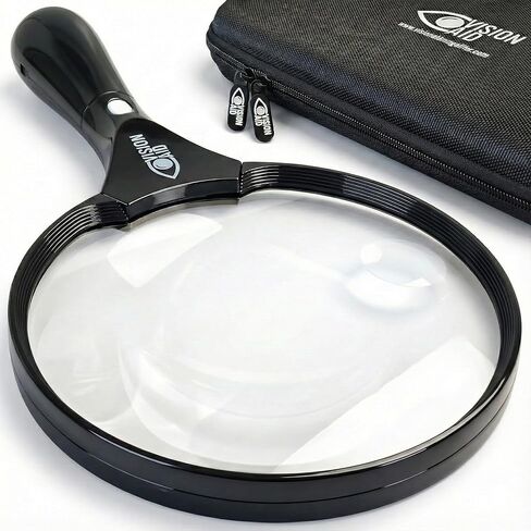 VISION AID 30X Hands-Free Magnifying Glass with 21 LED Lights for Coins Jewelry Crafts Hobby 40X Loupe Handheld or Desktop Stand Magnifier for Seniors Reading Watch Repair Soldering Close Work in Saudi Arabia